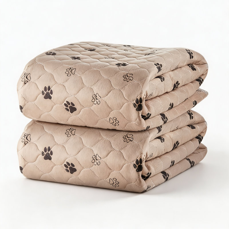 Tapis de lit imperméable pour animal de compagnie, coussins lavables doux antidérapants à empreintes de pattes pour la protection du sol