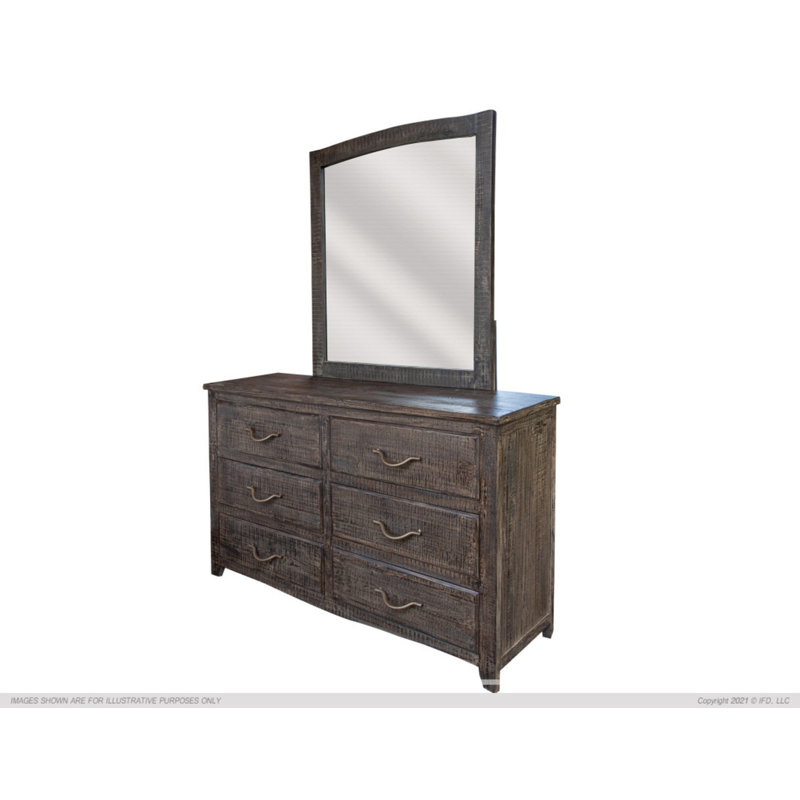 Commode double en bois massif à 6 tiroirs 56,25 po Kalliann