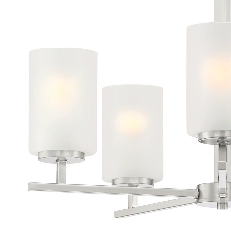 Lustre cylindrique Charvic Spoutnik, Nickel brossé, 5 lumières, H 18 po x l 24 po x P 24 po