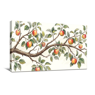 Plantes et fleurs, branche de pommier avec feuilles et fruits