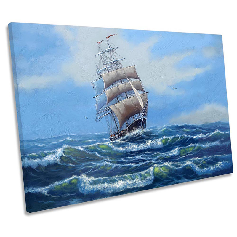 Old Sail Ship Ocean Framed - Wrapped Canvas Print, 30.5cm H x 45.7cm W x 2cm D