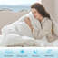 Édredon en duvet très grand avec insertions de couette de qualité, chaleur moyenne et pouvoir de bourrage élevé, housse rayée en mélange de coton avec 8 languettes d'angle-119696312