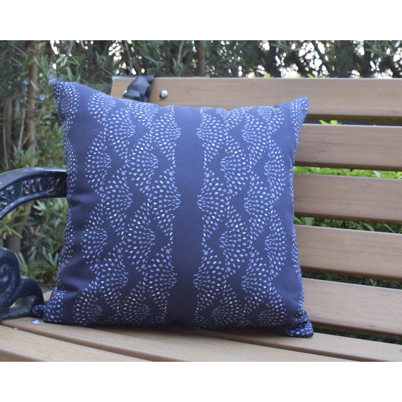 Fickle Florals Dotted Outdoor Square Pillow Cover & Insert, 20" x 20", Blue