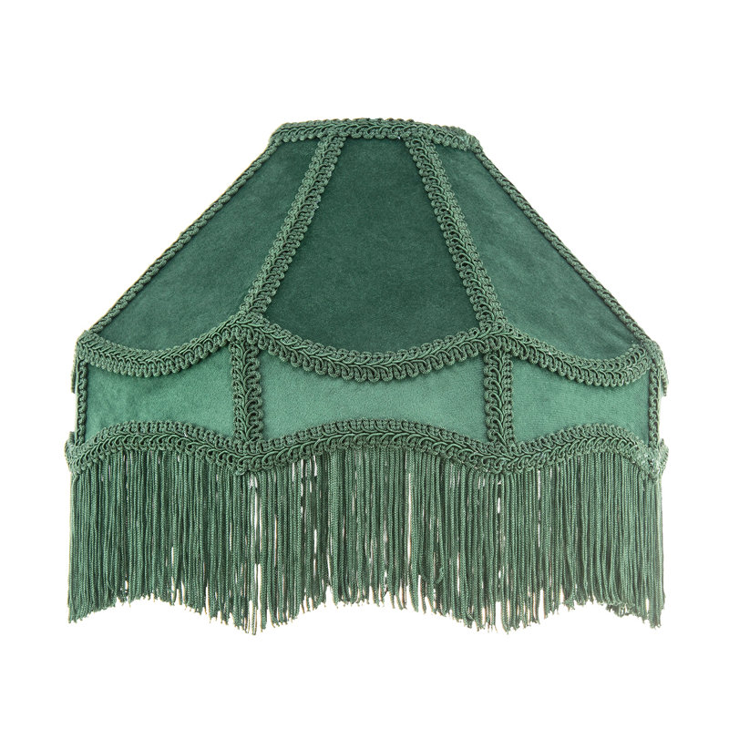 Velvet Empire Lamp Shade ( No Direct Attachment Method ), 19cm H x 30cm W x 30cm D, Green