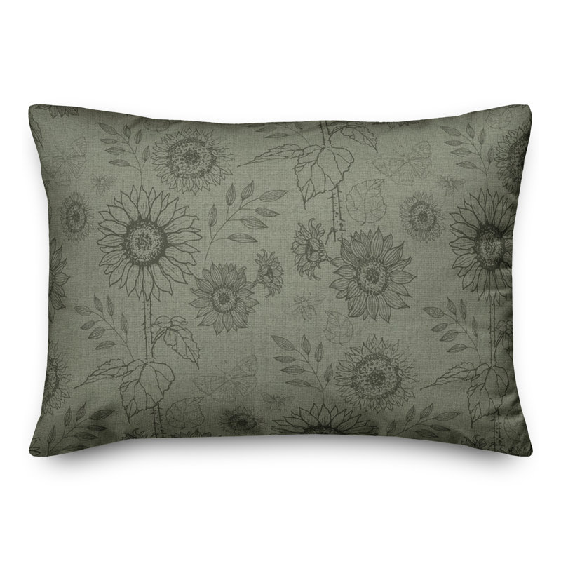 Floral Reversible Throw Pillow, Green