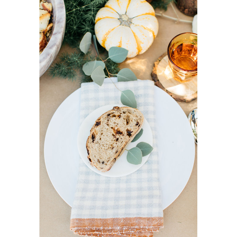 Gingham Linen Square Napkins, Dijon/Gray