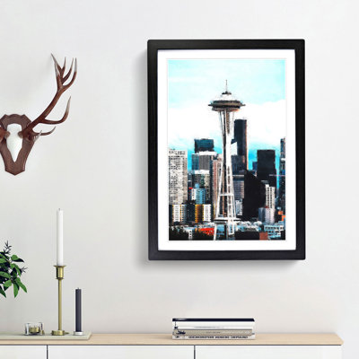 Space Needle In Seattle Washington Painting - Framed Print