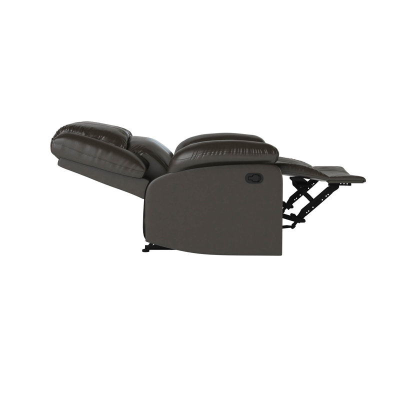 Sanie 37.8" Faux Leather Manual Recliner, Java Faux Leather