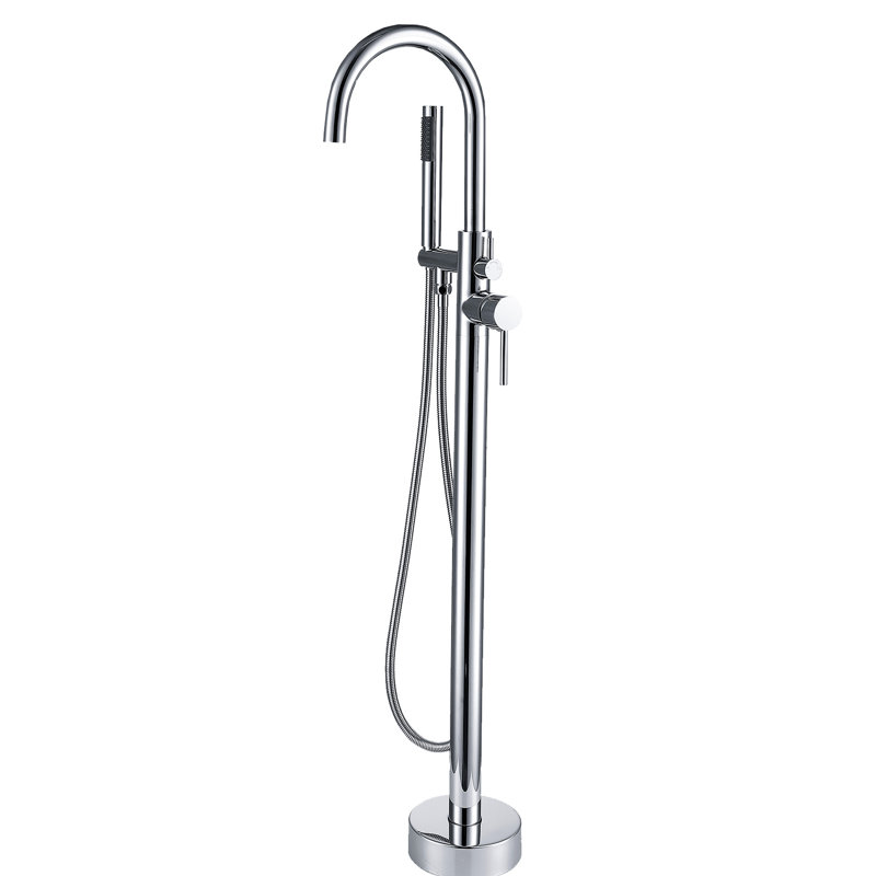 Robinet de baignoire autoportant avec douche à main - Conception de baignoire intégrée en métal, profondeur de 45 po, largeur de 6,5 po, hauteur, aspect de salle de bain moderne de 9 lb