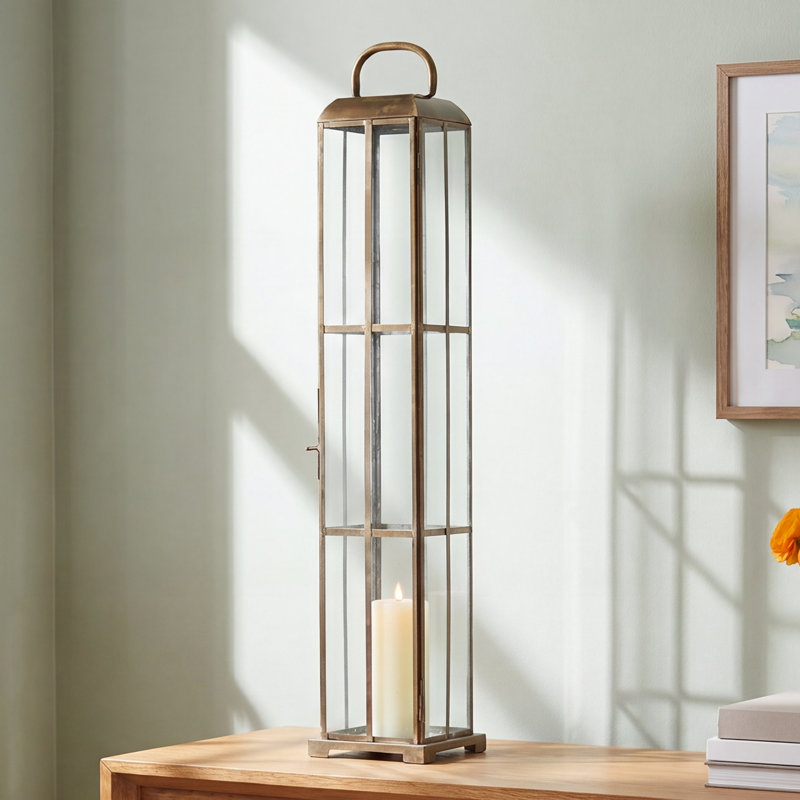 Castanon Iron Floor Lantern, 19.75" H x 4.75" W x 4.75" D
