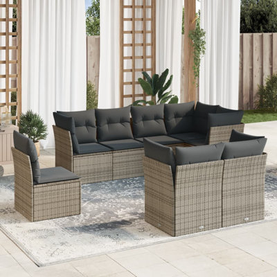  Ensemble de canapé de jardin modulaire en rotin gris