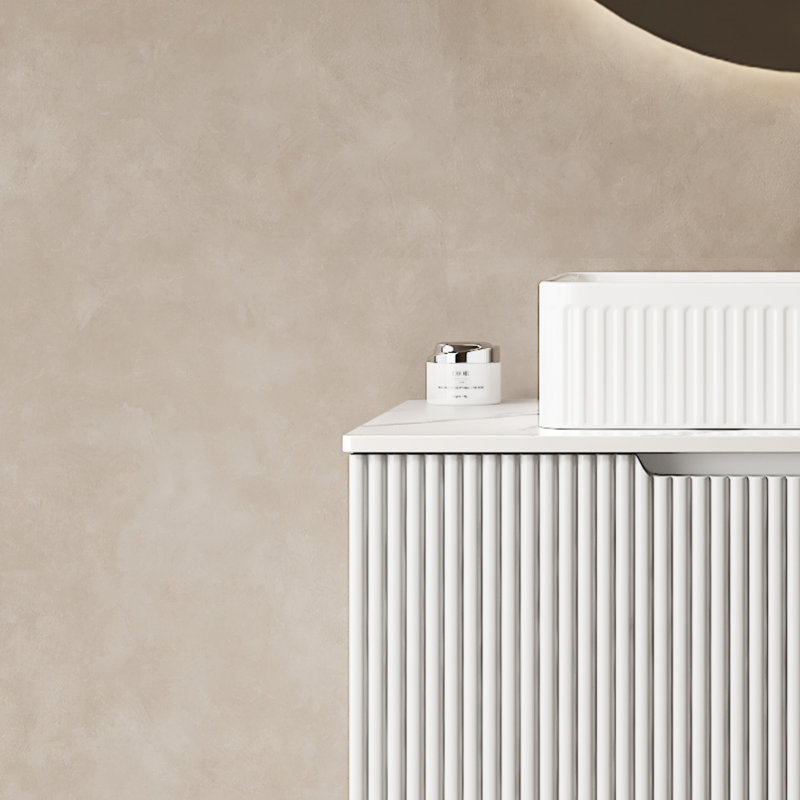 Meuble-lavabo autoportant blanc de 30 po sans lavabo, design scandinave moderne, surface, option de rangement à deux portes, panneau de particules haute densité, meuble-lavabo à fermeture en douceur, design