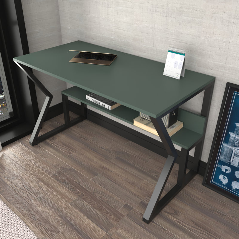 Waka 120Cm W Computer Desk, Black, Green