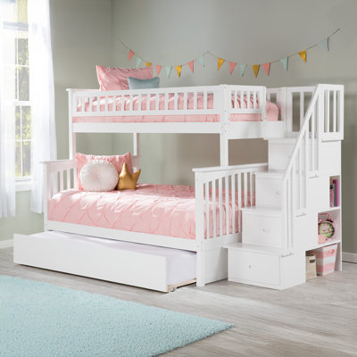 Blaisdell Solid Wood Staircase Kids Bunk Bed with Roll Out Trundle