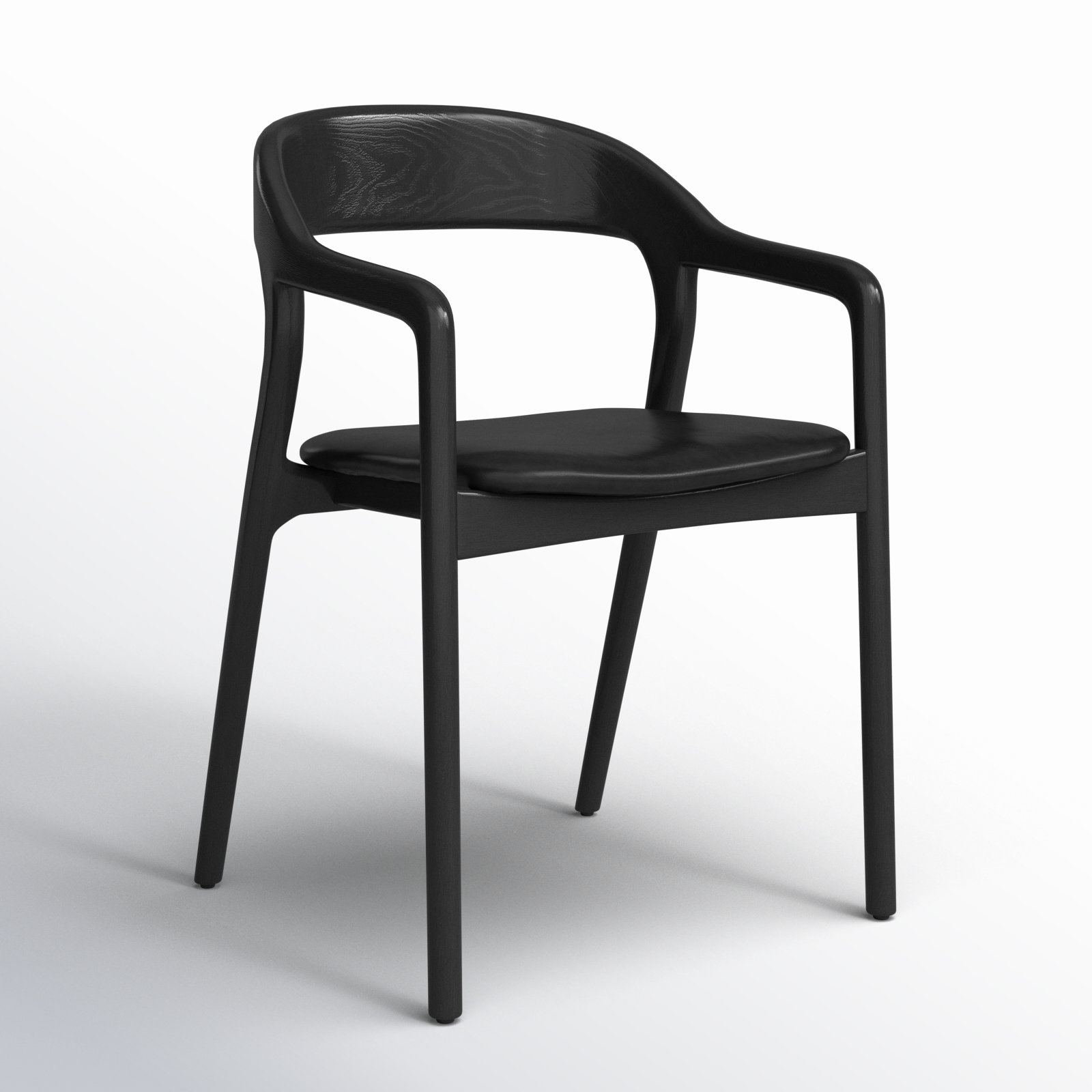 Kayla Genuine Leather Armchair, Sonoma Black Genuine Leather, Black