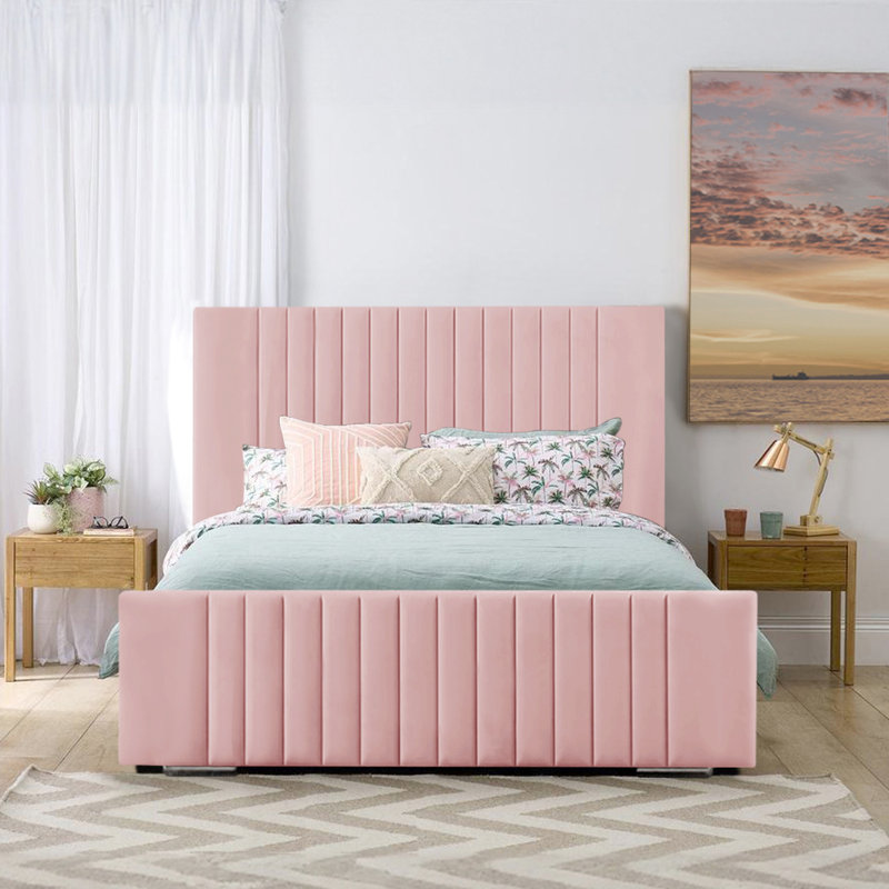 Aerys Upholstered Bed, Pink, Kingsize (5')