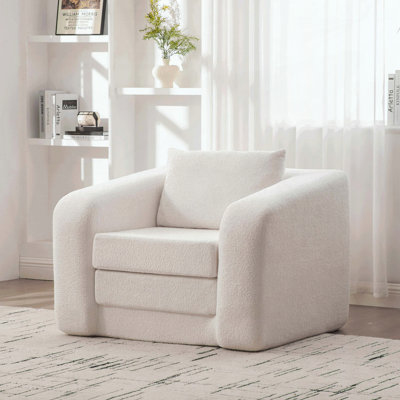 Canapé-lit pliable convertible - Chenille - Ivoire