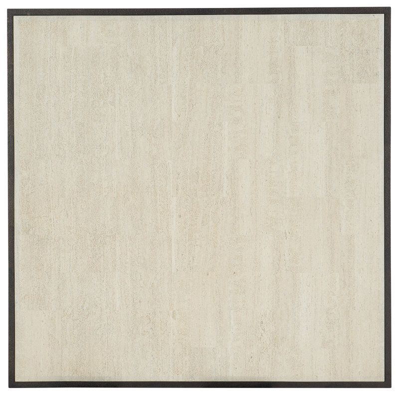 Elegant Creamy Beige Marble and Gray Metal Rectangular Coffee Table