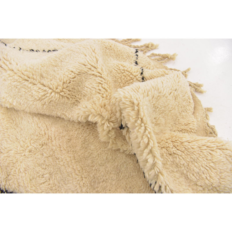 Tapis en laine beige noué la 6 pi 7 po x 9 pi 8 po one-of-kind Stehouse