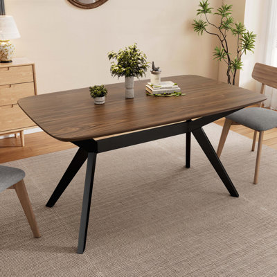 Wood Dining Table with Rubberwood Legs