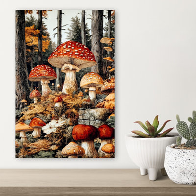 Art mural forêt enchantée champignon mystique, forêt d'automne