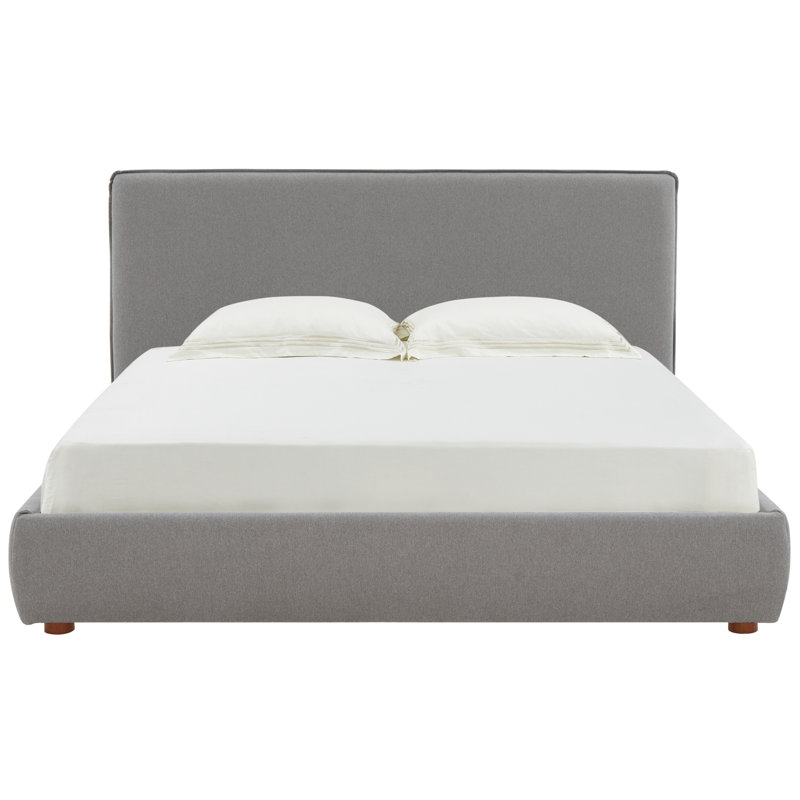 Callahan Upholstered Platform Bed, Queen, Light Gray Linen