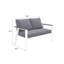 Causeuse de patio en aluminium 52,95 pouces toutes saisons avec accoudoirs en bois blanc et gris