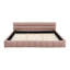 Structure de lit plateforme tapissier rose très grand, tissu épais, tête de lit, chambre à coucher moderne, ambiance relax