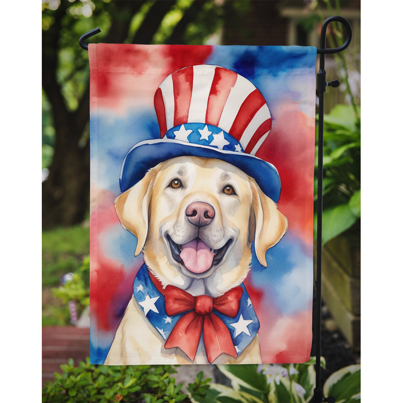 Drapeau patriotique du jardin américain, Labrador retriever brun / bleu
