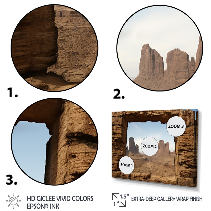 Fenêtres de Canyon aux États-Unis - Canyon et désert, art mural, Cadre doré à coins fermés, H 30 po x l 40 po x P 1,5 po