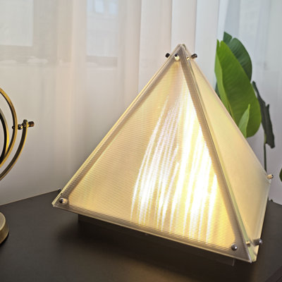 Triangular Pyramid Table Lamp Stainless Steel Base Desk Lamp