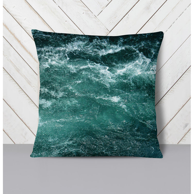 Throw Pillow With Insert, Blue/Green Abstract 2, 18"H x 18"W
