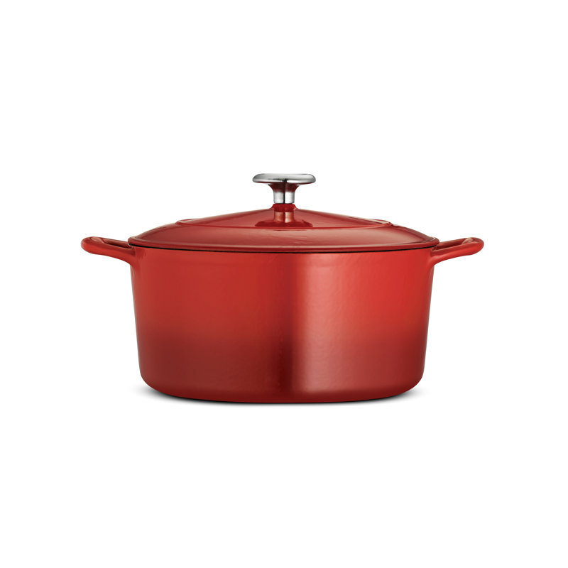 Cocotte ronde en fonte émaillée de couleur brune, Rouge gradué, 5,5 pte