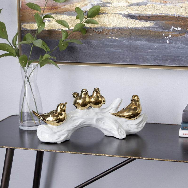 Cebollero Porcelain Ceramic Bird Decorative Gold Sculpture