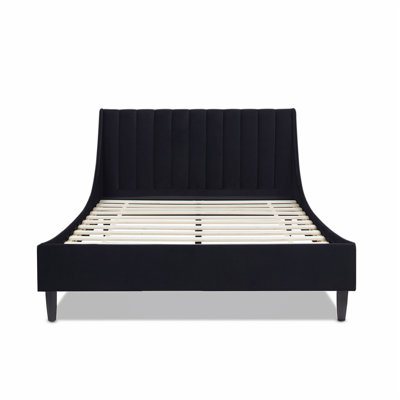Helaina Velvet Upholstered Wingback Bed
