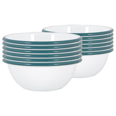 Argon Tableware - White Enamel Bowls - 16cm - Set of 12