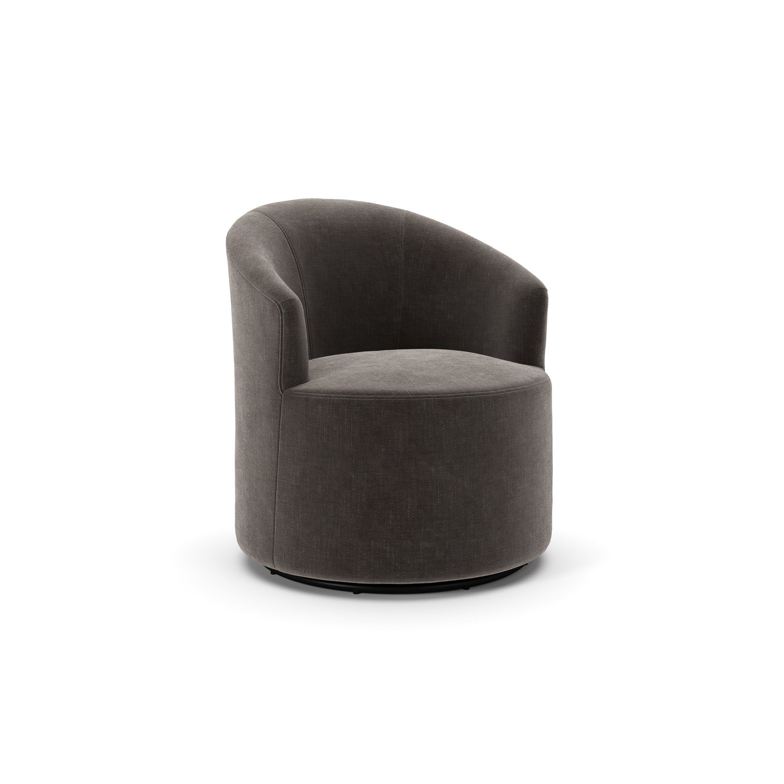 Deryn Upholstered Barrel Chair, Andrew Espresso Performance Chenille