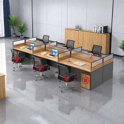 Mitsue Rectangle 6 Person Cubicle with Cable Management