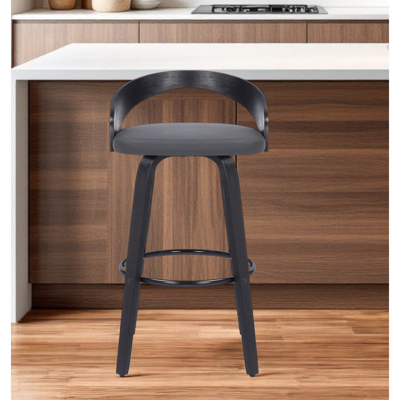 Chaise pivotante en similicuir, Tabouret de bar (siège d'une hauteur de 30 po), Noir