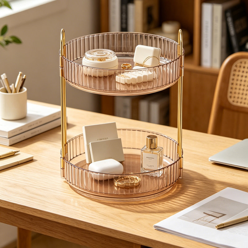 Modern 2-Tier Rotating Makeup Organiser