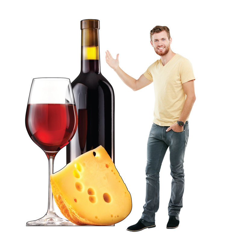 Life-Size Cheese and Wine Cardboard Cutout Standee