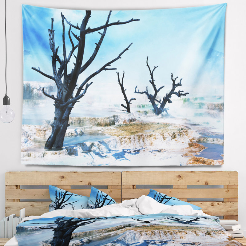 Tapisserie paysage paysager avec de grands arbres secs, H 50 po x l 60 po