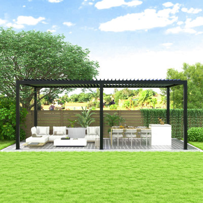 8640E Louver Pergola 10X19ft Aluminum Frame & Steel Louvers