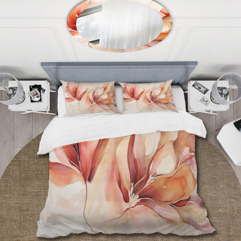 Ensemble de housse de couette en microfibre / polyester Peach Petal Dance Bedding