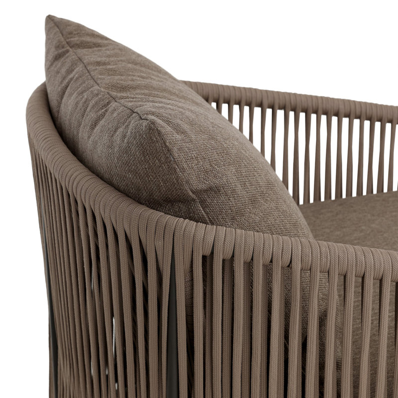 Porto Outdoor Swivel Lounge Chair, Ellor Brown, Khaki Rope