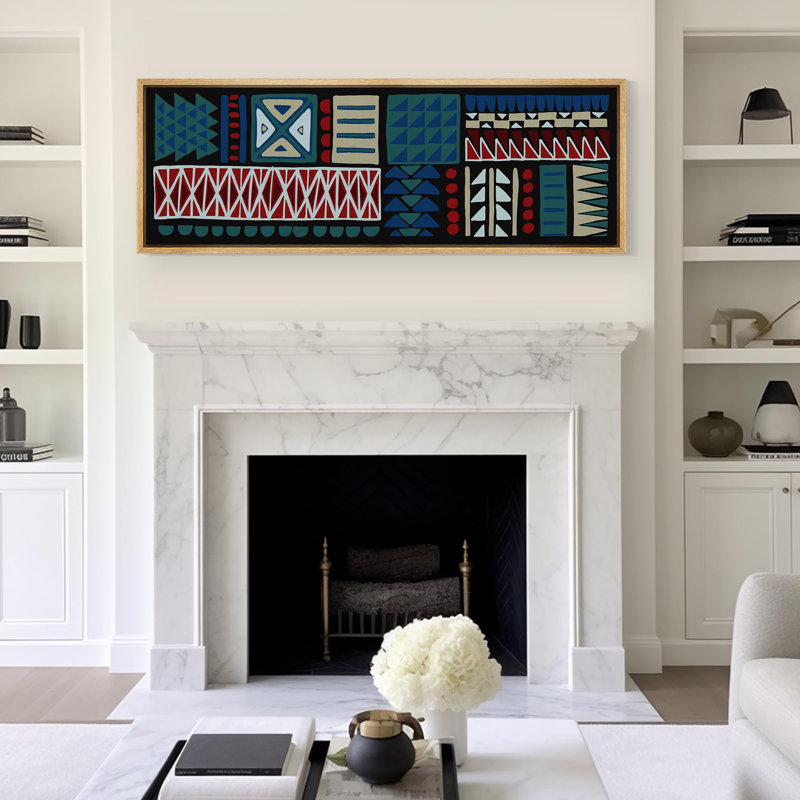 «Geometric Line», ensemble de blocs de couleurs et de motifs géométriques modernes encadrés sur toile, H 20 po x l 60 po