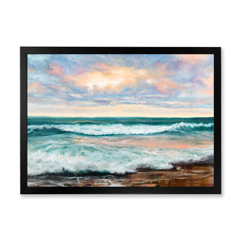 Wild Blue Ocean Waves VII - reproduction d'art sur toile, Cadre photo noir, H 8 po x l 12 po x P 1 po