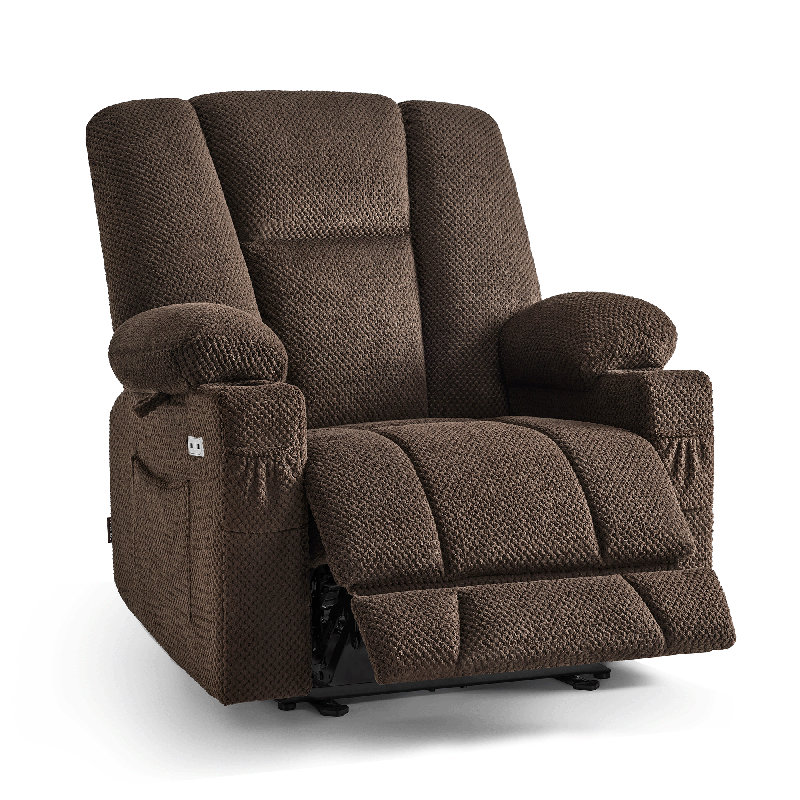 25.2" Seat Width Zero Gravity Power Recliner Chair with Heating and Vibration Massage, Coffee