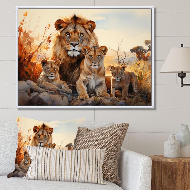 «African Shades Of Loins» sur toile, H 30 po x l 40 po x P 1,5 po, Cadre flottant blanc