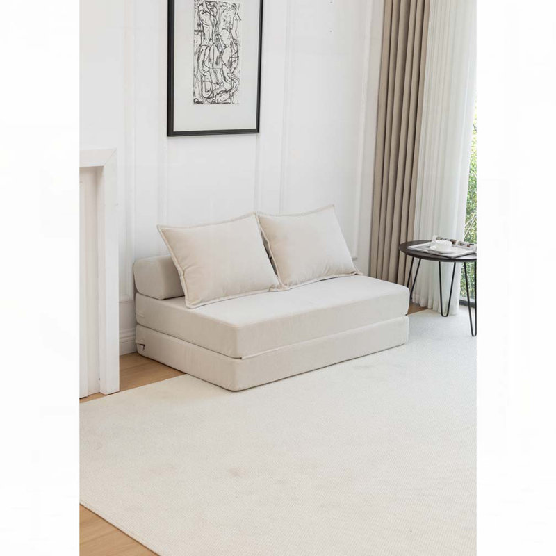 Canapé-lit en tissu Corduroy, Beige
